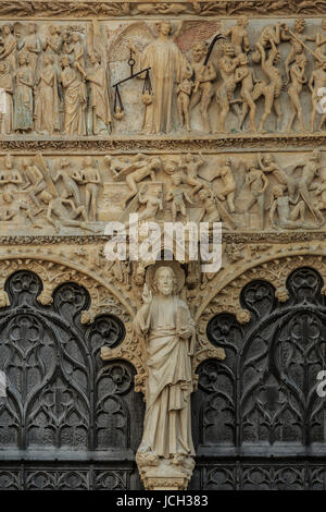 Cher (18), Bourges, la Cathédrale Saint-Étienne Classée Patrimoine Mondial de seine, la Fassade Occidentale, Frankreich, le Tor du Jugement dernier Stockfoto