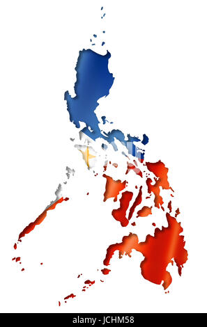 Philippinen-Flagge abzubilden, drei dimensionalen Render, isoliert auf weiss Stockfoto