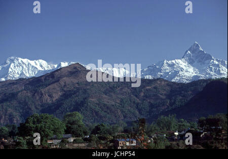 Reportage-Nepal 1980. Der Annapurna Sanctuary in den Himalaja von Pokhara Stockfoto