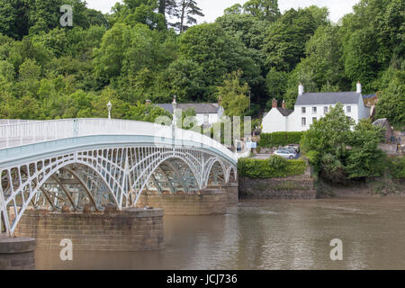 Die alten Wye Bridge oder Stadtbrücke, Chepstow, Monmouth, Wales, UK Stockfoto