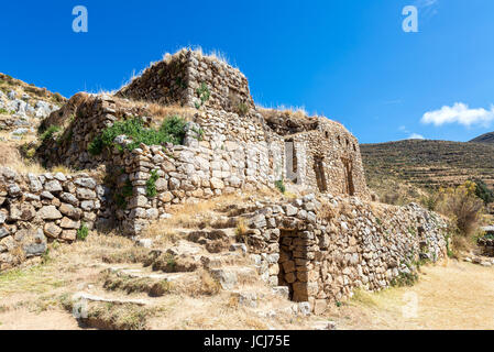 Der Inka, Palastruine alten Inka auf der Isla del Sol auf dem Titicacasee in Bolivien Stockfoto