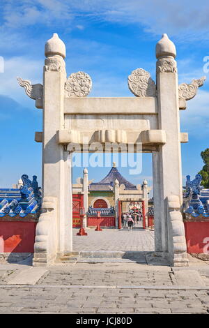 Eingang zum Tempel des Himmels (Tian Tan), UNESCO, Peking, China Stockfoto