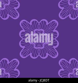 Wallpaper in abstrakten Stil. Eine violette nahtloser Vektor Hintergrund. Symmetrische Ornament. Grafischen Vektormuster. Stock Vektor
