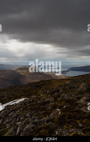 Ein Sturm über oberen Loch Torridon aus Beinn Damh Stockfoto