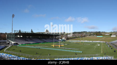 Gesamtansicht von Rotorua International Stadium. Stockfoto