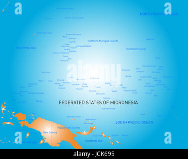 Farbe Vektorkarte von Mikronesien Insel Stockfoto