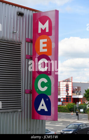 Mecca Bingo Schild in der Sutton Road, Southend on Sea, Essex. Schild Stockfoto