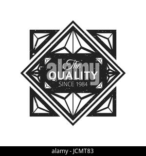 Vektor-Vintage schwarz Monochrom Etikett Grunge Textur Dekoration Retro-Banner-Design auf weißem Hintergrund isoliert Stock Vektor