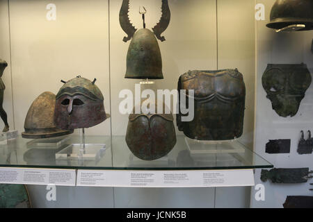 Helme und Rüstungen im antiken Italien. 7. bis 1. Jahrhundert BC. British Museum. London, UK. Stockfoto