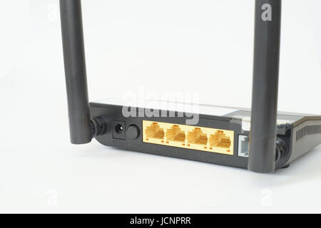 LAN und Wireless ADSL Modem Router in Rückansicht Stockfoto