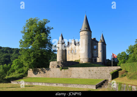 Die Burg Veves (1410) in Celles, Belgien Stockfoto