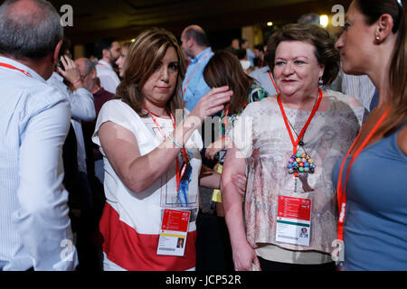 Susana Diaz bei der Eröffnung der 39. PSOE-Kongress in Madrid, am Samstag, 17. Juni 2017. Stockfoto