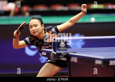 Tokyo Metropolitan Gymnasium, Tokio, Japan. 17. Juni 2017. Mima Ito (JPN), 17. Juni 2017 - Tischtennis: ITTF World Tour Japan Open 2017 Dameneinzel am Tokyo Metropolitan Gymnasium, Tokio, Japan. Bildnachweis: Naoki Nishimura/AFLO SPORT/Alamy Live-Nachrichten Stockfoto