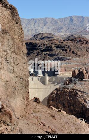 Blick auf den Hoover-Staudamm von Mike O'Callaghan - Pat Tillman Memorial Bridge Arizona/Nevada-Grenze Stockfoto