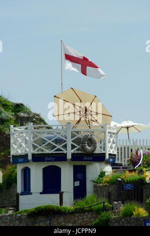 The Cary Arms and Spa Hotel, Oddicombe Beach, Torquay, Devon, Großbritannien. Juli 2016. Stockfoto