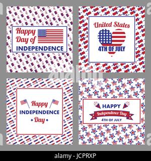 4. Juli mit Happy Independence day text Stock Vektor