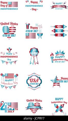 Vektor Icon Set von Independence Day Feier Stock Vektor
