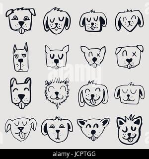 Vektor Icon Set für Hunde und Katzen Stock Vektor