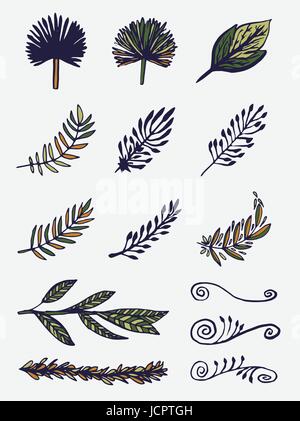 Vektor Icon Set von Blättern Stock Vektor