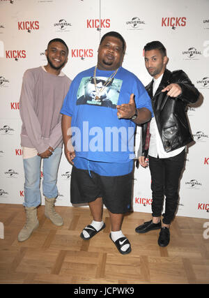 "Kicks" Sondervorstellung am Curzon Aldgate Featuring: Christopher Jordan Wallace, Justin Tipping, Big Narstie wo: London, Vereinigtes Königreich bei: 16. Mai 2017 Credit: WENN.com Stockfoto