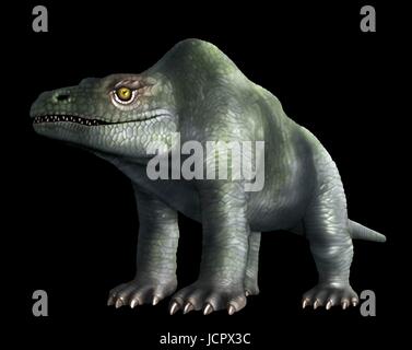 Megalosaurus ist Gattung ausgestorbener Fleisch fressenden Dinosaurier, Theropoden, vom mittleren Jura Periode in der Geschichte der Erde, 166 Millionen Jahre her. Es lebte in der nun südlichen England.die ersten Dinosaurier Fossil jemals gefunden, längst 1676, wahrscheinlich Fragment Oberschenkelknochen war, die Megalosaurus.This gehörte, Tier war mittlere Theropode, 6 bis 7 m lang mit einem Gewicht von etwa einer Tonne. Die folgende Abbildung zeigt Tier, wie es ursprünglich vorgestellt wurde, im 19. Jahrhundert zu erscheinen. Das Bild ist auf der Grundlage berühmten Statuen Tier im Londoner Crystal Palace Park.We wissen jetzt, dass es zwei Beine wie anderen Theropoden ging. Stockfoto