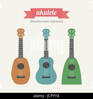 Ukulele, hawaiianische Musikinstrument, Pastellstil Stock Vektor