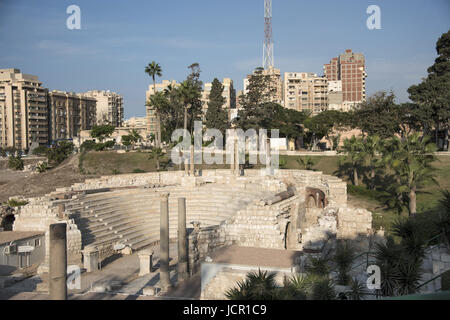 Römisches Amphitheater, das kleine Odeum, ursprünglich aus dem 2. Jahrhundert n. Chr. wurde eine überdachte halbrunde Theater für Musik und Dichtung verwendet Stockfoto