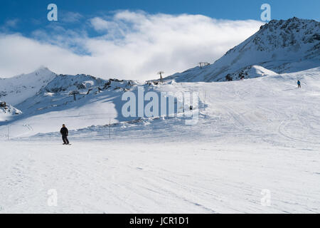 Skipiste in Val Thorens, Trois Vallees Komplex, Frankreich Stockfoto