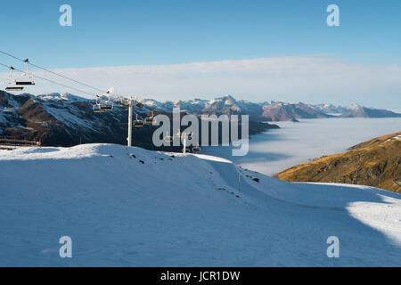 Skipiste in Val Thorens, Trois Vallees Komplex, Frankreich Stockfoto