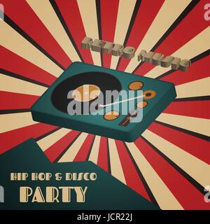 Disco und Hip-Hop-Party Plakat, Retro-Stil Stock Vektor