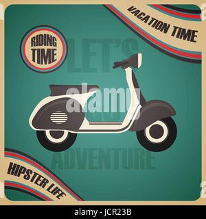 Oldtimer Roller Poster, Urlaubszeit Stock Vektor