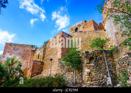 Malaga, Spanien Alcazaba Festung Wand. Stockfoto