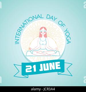 Kalender für jeden Tag vom 21. Juni. Grußkarte. Urlaub - internationaler Tag des Yoga. Symbol in der linearen Stil Stock Vektor