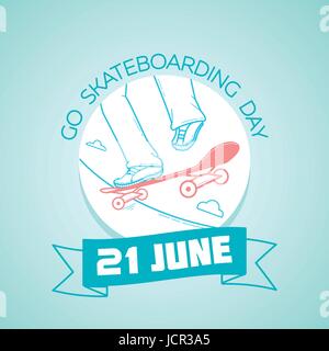 Kalender für jeden Tag vom 21. Juni. Grußkarte. Holiday - Go Skateboarding Day. Symbol in der linearen Stil Stock Vektor