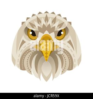 Vektor-flacher Stil Illustration Adler Gesicht. Isoliert auf weißem Hintergrund. Stock Vektor