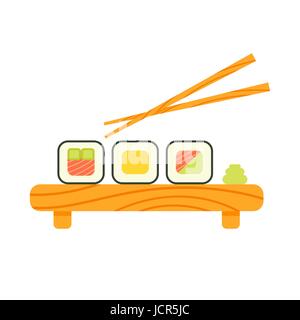Flache Vektorgrafik Sushi. Isoliert auf weißem Hintergrund. Symbol für das Web. Stock Vektor