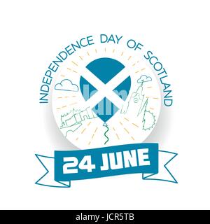 Kalender für jeden Tag am 24. Juni. Grußkarte. Feiertag - Tag der Unabhängigkeit von Schottland. Symbol in der linearen Stil Stock Vektor