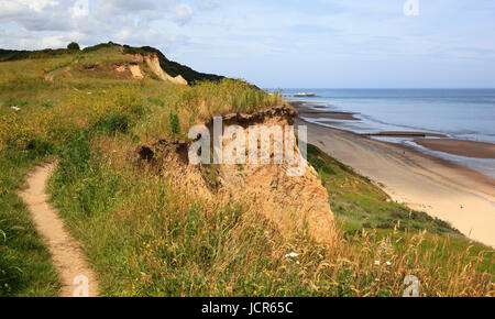 Die Küste in der Nähe von Overstrand mit Cromer Pier in der Ferne, North Norfolk, England, Europa Stockfoto