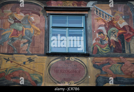 Graz, Österreich - 15. Juni 2017: Die bunte Fassade des den Herzogshof Gebäude in Graz Stockfoto