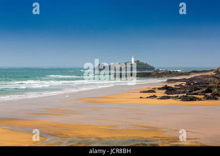 Godrevy Leuchtturm an der Nordküste Cornwalls ist das Licht, das angeblich, Virginia Woolf inspiriert, "To the Lighthouse" zu schreiben. Stockfoto