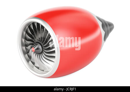 roter Jet-Engine, 3D-Rendering isolierten auf weißen Hintergrund Stockfoto