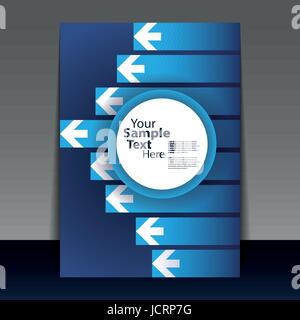 Abstrakten bunten Flyer oder Buch-Cover-Design mit Pfeilen und kreisförmige Etikett in der Mitte - Illustration in frei editierbare Vektor-Format Stock Vektor