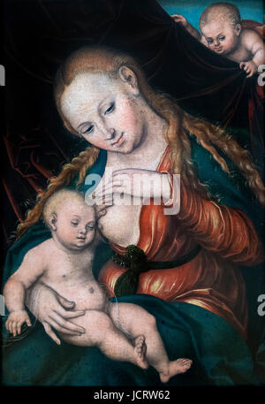 Lucas Cranach der ältere (1472-1553) Gemälde mit dem Titel "Jungfrau mit Kind", c.1530-35 Stockfoto