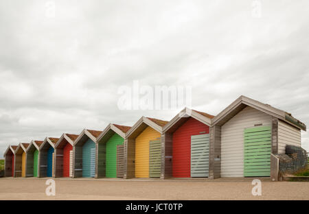 Strandhütten Blyth, Northumberland, England. Stockfoto