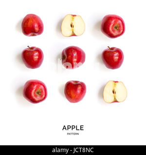 Nahtlose Muster mit Äpfeln. Tropischen abstrakten Hintergrund. Roter Apfel Obst auf dem weißen Hintergrund. Stockfoto