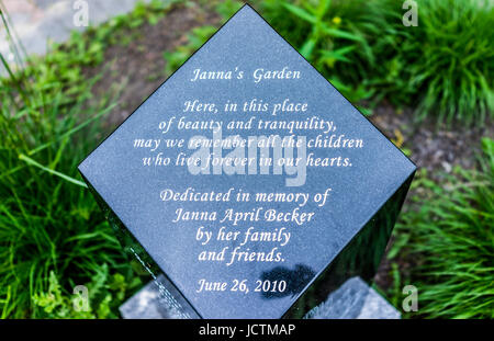 Harrisburg, USA - 24. Mai 2017: Jannas Garten Zeichen in Pennsylvania Hauptstadt Italienisch Lake Park Stockfoto