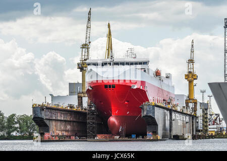 Stettin, 12. Juni 2017: Schiff in der Werft in Stettin, Polen. Stockfoto