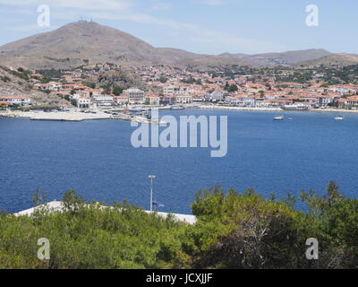Myrina Stadt, Limnos oder Lemnos Insel, Griechenland, Juni 2017 Stockfoto