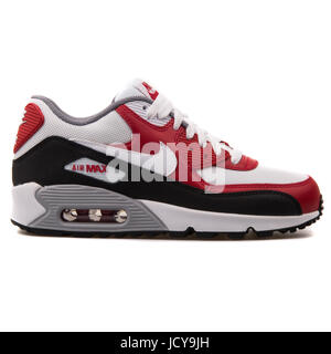 Nike Air Max 90 Mesh (GS) weißen, roten und schwarzen Jugend der Laufschuhe - 724824-102 Stockfoto