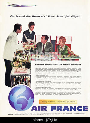 1960er Jahren Anzeige Werbung Fluggesellschaft Air France im amerikanischen Magazin vom 5. Dezember 1960 Stockfoto